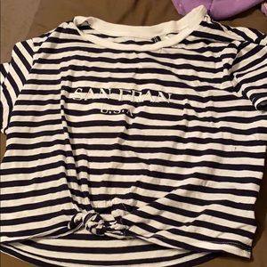 Blue and white crop top